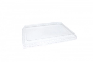 Couvercle plastique plat pour barquette menu alu