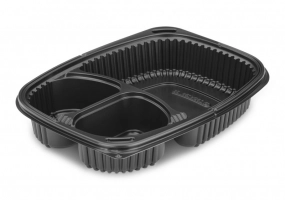 Barquette noire 3 compartiments 189x255mm Cookipack 1250ml