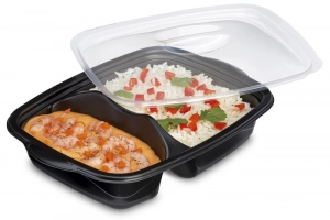 Boite plat cuisiné noire 2c 1000cc + couvercle Marmipack